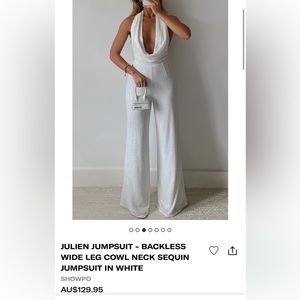 Julien Jumpsuit - Backless Wide leg cowl neck sequin jumpsuit